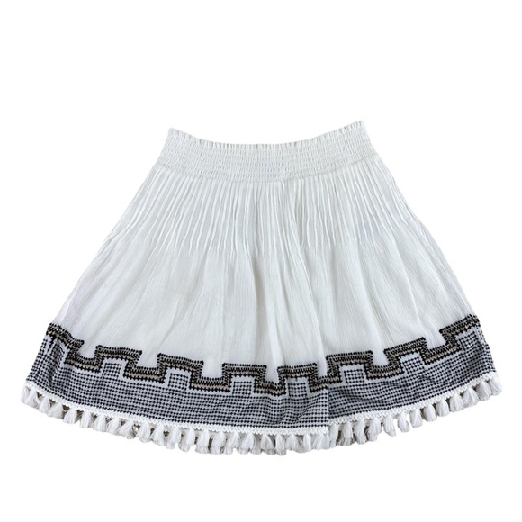 J. CREW Women’s White & Black Embroidered Gauzy BOHO Mini‎ Skirt Sz XS - Picture 1 of 10